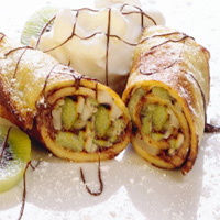 Recette de crêpes au chocolat et au Kiwi